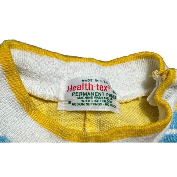 Health Tex Vintage USA Beachy Romper Yellow Stripe Sailboat 12 Month Nautical - Picture 2 of 8